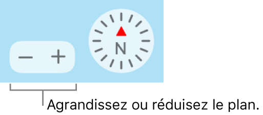 Les boutons Réduire/agrandir sur le plan.