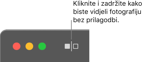 Tipka Bez podešenja, kraj kontrola prozora u gornjem lijevom kutu prozora.