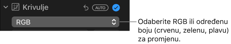Kontrole Krivulje u prozoru Prilagodi koje prikazuju RGB odabran na skočnom izborniku.