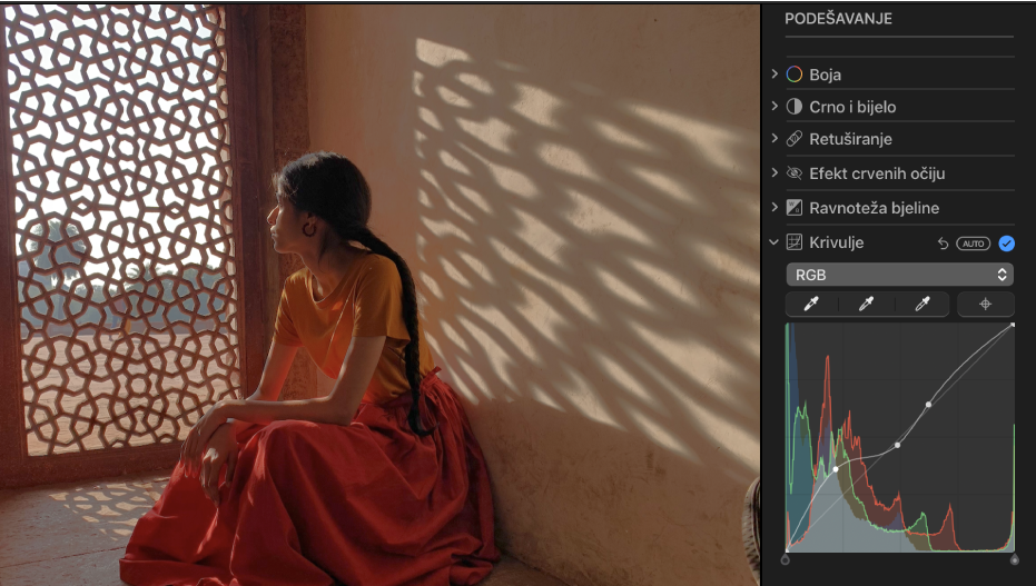 Fotografija nakon prilagodbi Krivulja.