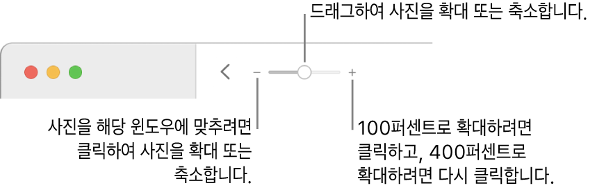 확대/축소 제어기를 보여주는 도구 막대.