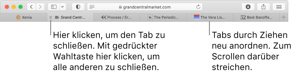 Ein Safari-Fenster mit Tabs.