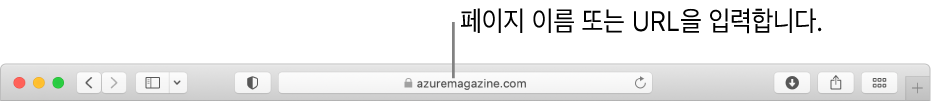 페이지 이름 또는 URL을 입력할 수 있는 Safari 스마트 검색 필드.