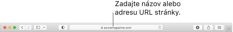 Pole dynamického vyhľadávania v Safari, do ktorého môžete zadať názov alebo URL adresu stránky.