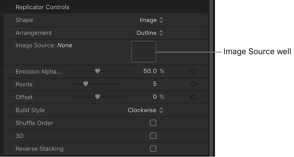 Replicator Inspector showing Image Source well