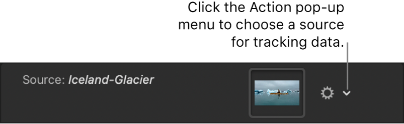 Behaviors Inspector showing Action pop-up menu in the Source parameter row