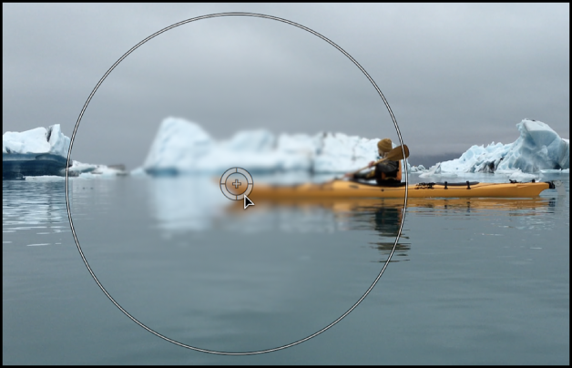 Canvas showing the onscreen control for the Circle Blur Center parameter