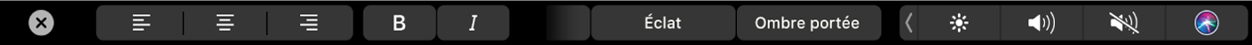 Options d’alignement et d’apparence du texte dans la Touch Bar
