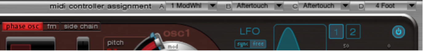Figure. MIDI Controller Assignment area.