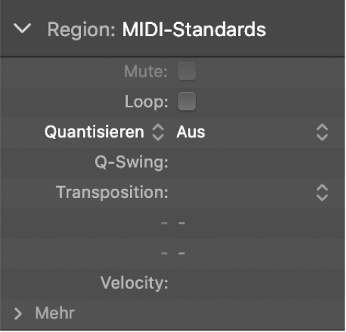 Abbildung. Parameter „Quantisierung“ im Informationsfenster „Region“