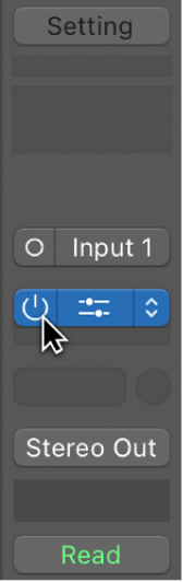 Figure. Pointing to the Bypass button at the left of the slot.