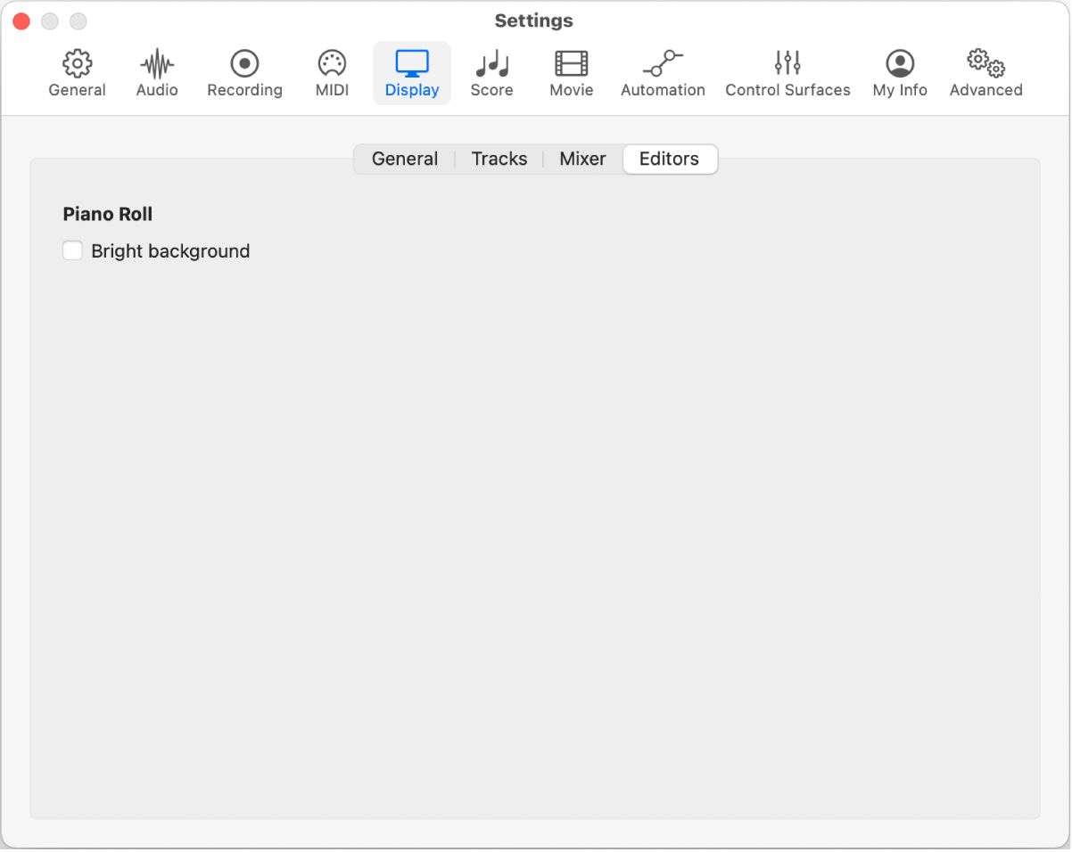 Figure. Editors Display settings.