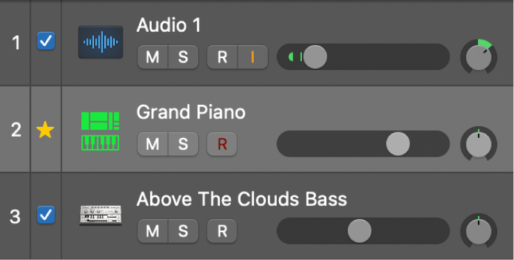 Figure. Checkboxes for tracks to match the groove track.