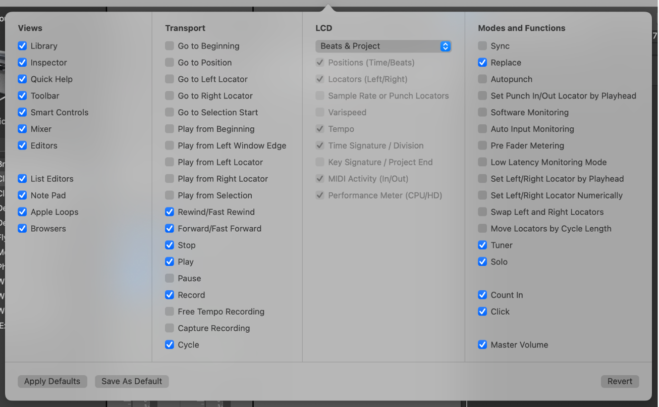 Figure. Customize Transport dialog.