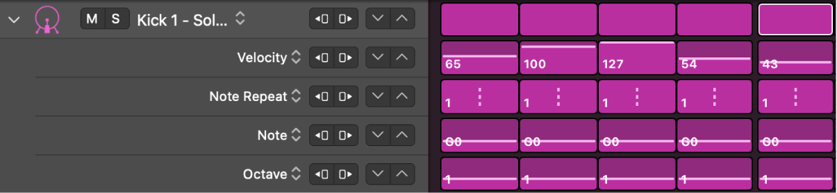 Step Sequencer row with subrows visible.