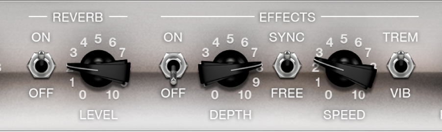 Figure. Paramètres Reverb et Effects.