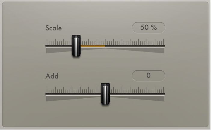 Figure. Paramètres Value/Range de Velocity Processor.