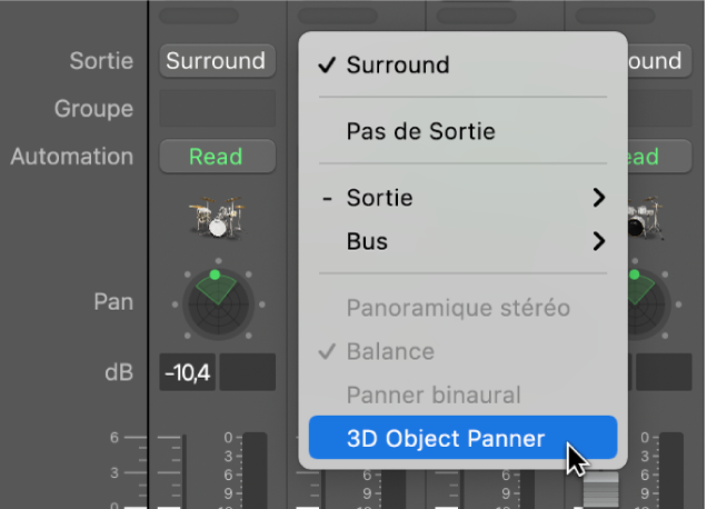 Figure. Panoramique d’objet 3D dans le slot de sortie.