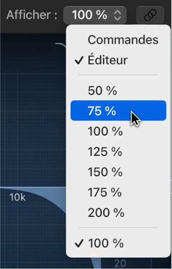 Figure. Sélection d’une taille de fenêtre de module dans le menu local.