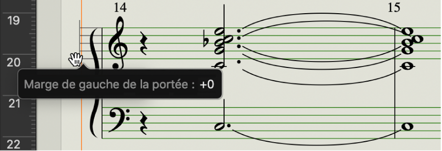 Figure. Outil Style placé sur la marge gauche du système de portée