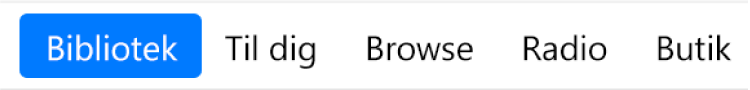 Knappen Bibliotek på navigationslinjen.