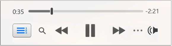 הנגן המוקטן של iTunes במצבו המוקטן אף יותר, כשהוא מציג רק את כלי הבקרה (ללא עטיפת האלבום).