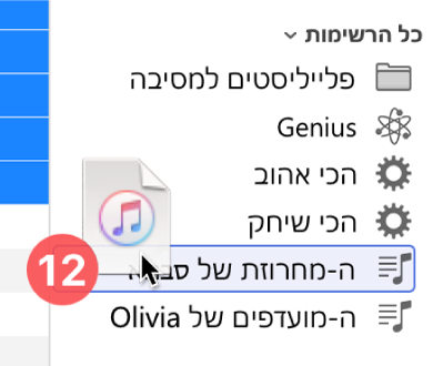 אלבום נגרר אל רשימה. הרשימה מסומנת במלבן כחול.