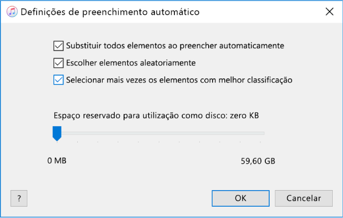 A caixa de diálogo das definições de preenchimento automático.