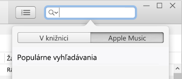 Vyhľadávacie pole na vyhľadávanie v Apple Music.