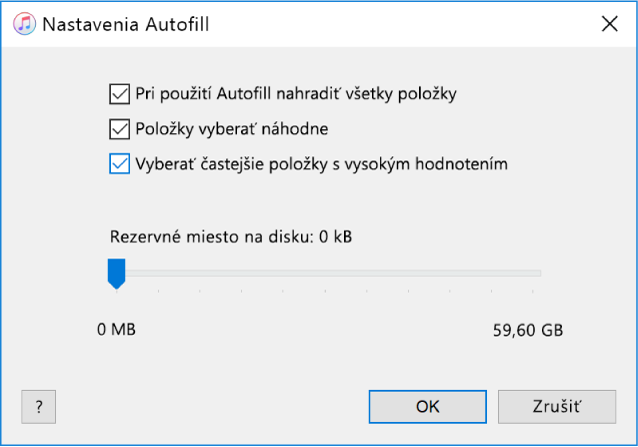 Dialógové okno Nastavenia Autofillu.