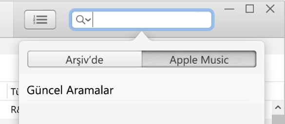 Apple Music için arama alanı.