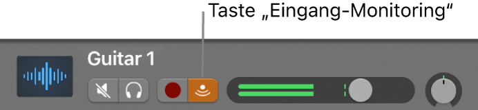 Abbildung. Audiospur-Header mit ausgewählter Taste „Eingang-Monitoring“