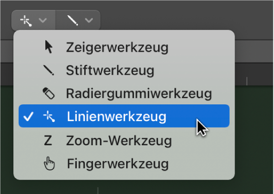 Abbildung. Linienwerkzeug im Menü „Werkzeuge“