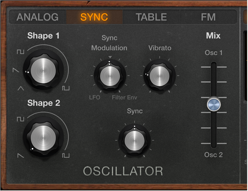 Abbildung. Parameter für Sync-Oszillator in Retro Synth