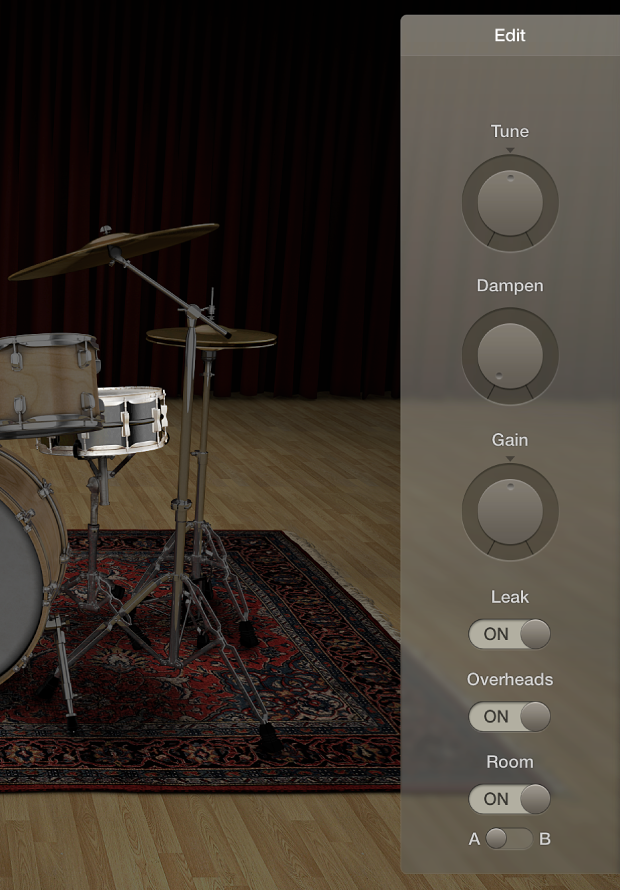 Abbildung. Bereich „Edit“ von Drum Kit Designer