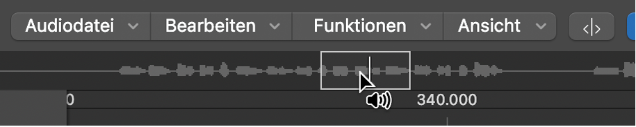 Abbildung. Sample-Editor mit Symbol „Hörprobe“ über der Wellenform-Übersicht