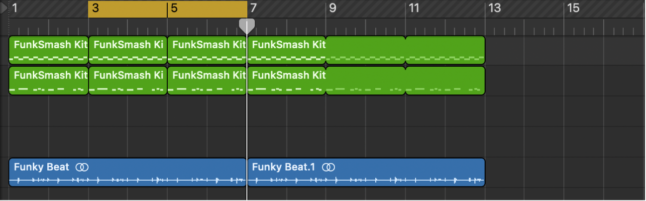 Figure. Tracks area showing multiple region selections.