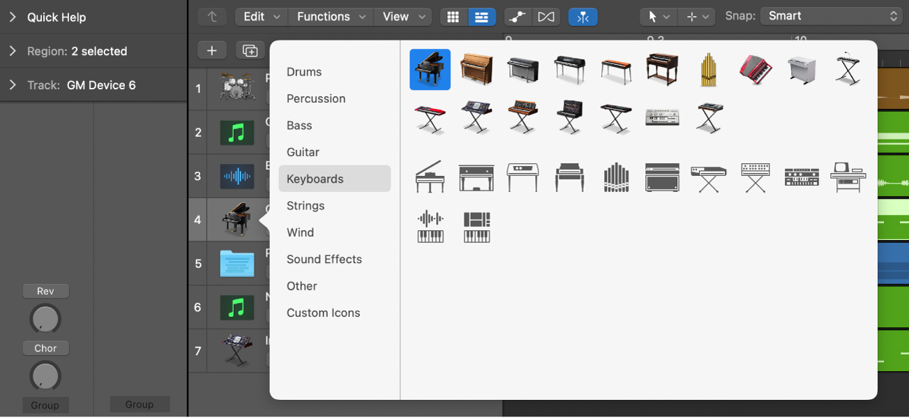 Figure. Selecting track icon from Icon shortcut menu.