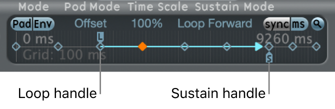 Figure. Loop and sustain handles.