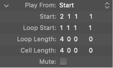 Figure. Looping parameters in the Cell inspector.