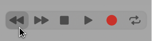 Figure. Transport buttons with Rewind button selected.