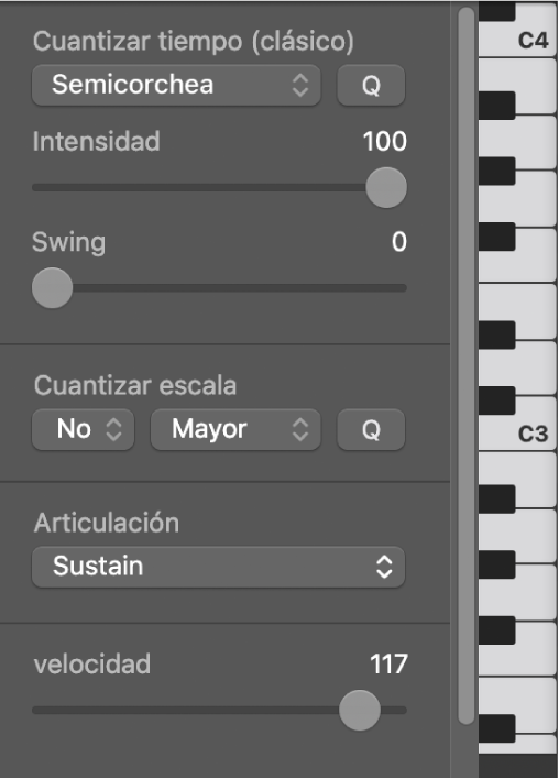 Ilustración. Menú desplegable Articulación del editor de teclado.