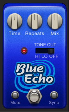 Ilustración. Ventana del stompbox Blue Echo.