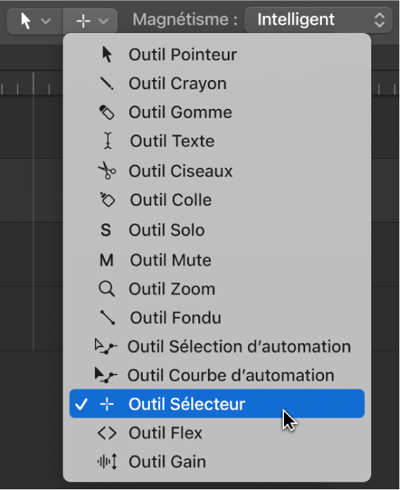 Figure. Menu Outil ouvert.