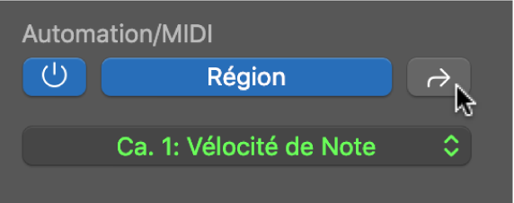 Figure. Bouton Passer dans Automation/MIDI.