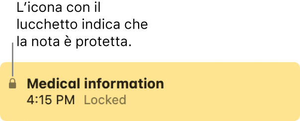 Nota protetta con un'icona lucchetto all'estrema sinistra.