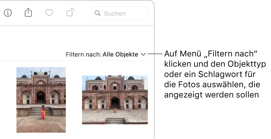 Das Einblendmenü „Filtern nach“ mit der ausgewählten Option zum Anzeigen aller Objekte.