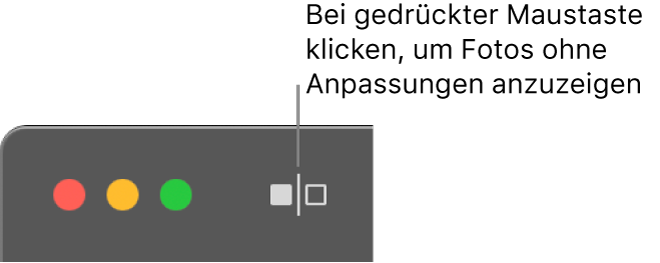 Die Taste „Ohne Anpassungen“ neben den Steuerelementen in Fenstern oben links im Fenster