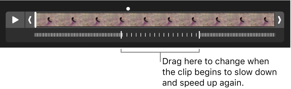 A slow-motion video clip with handles that you can drag to change where the video slows down and speeds up again.