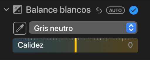 Los controles de Balance de blancos en el panel Ajustar.